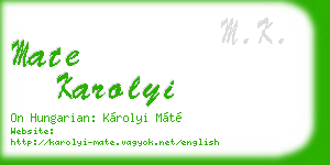 mate karolyi business card